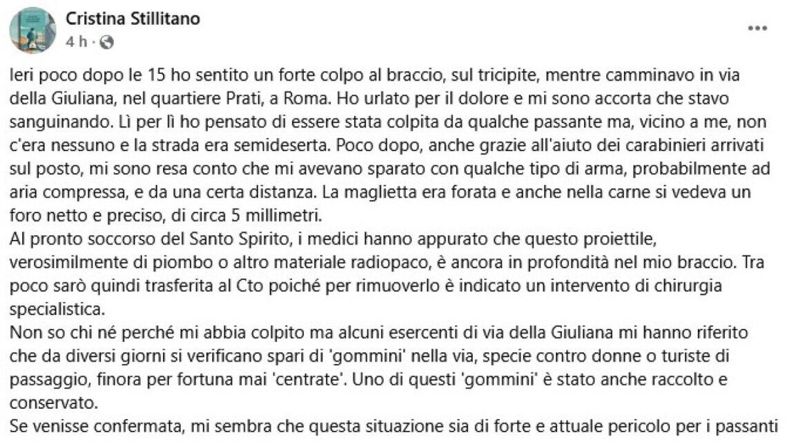 Donna ferita da piombino a Roma, in caserma il presunto responsabile